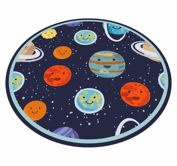 Hymyilevä planeetan aurinkokunta Lisää vinyylimattoja lapsille - Tenstickers