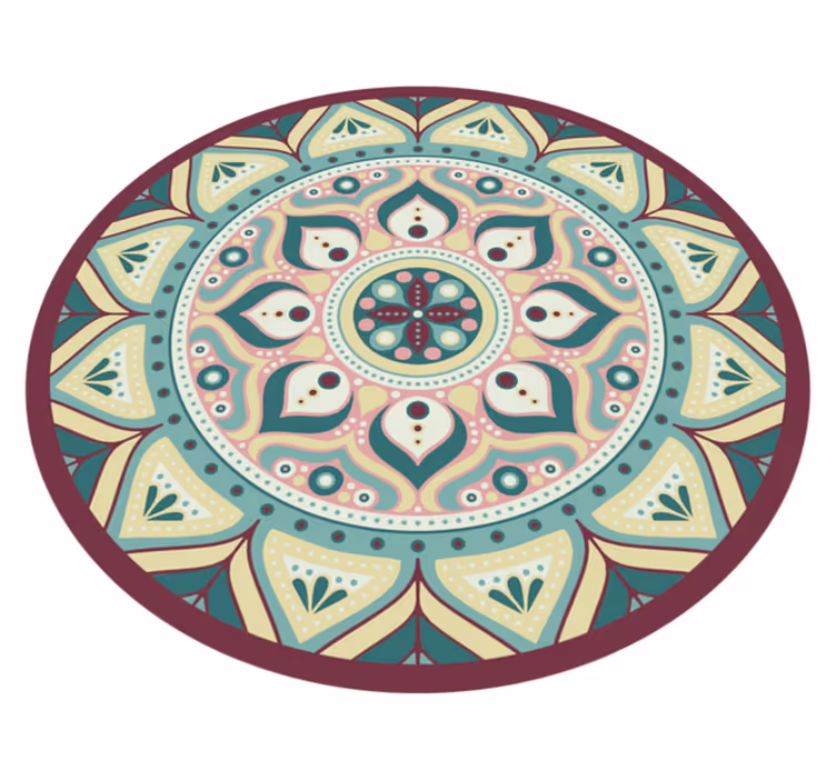Pyöreä vinyyli matto mies dala monivärinen vinyylimatto mandala - Tenstickers