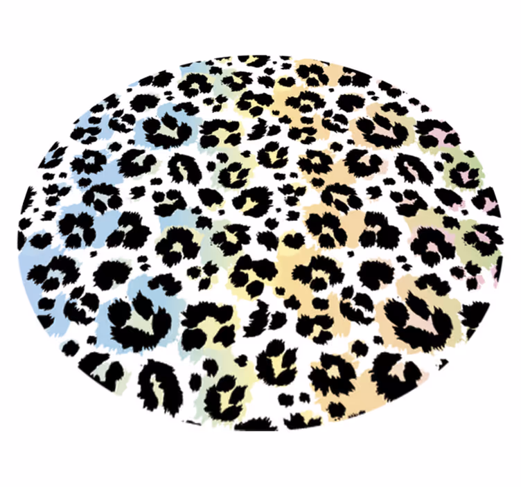 Monivärinen leopardi pyöreä vinyyli matto vinyylimatto eläinpaina - Tenstickers