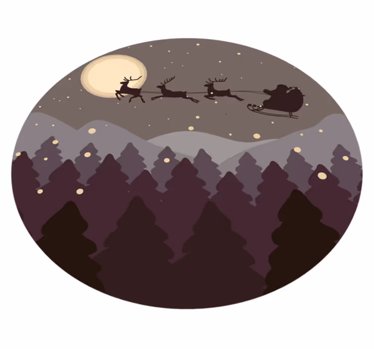 Joulupukki ja reki jouluinen vinyylimatto - Tenstickers