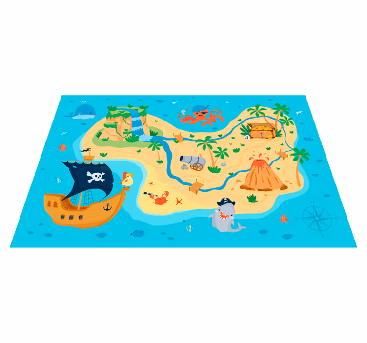 Merirosvo seikkailu kartta vinyylimatto peli - Tenstickers