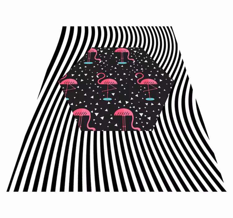 Flamingo raidallinen kuusikulmio eläin vinyylimatto - Tenstickers