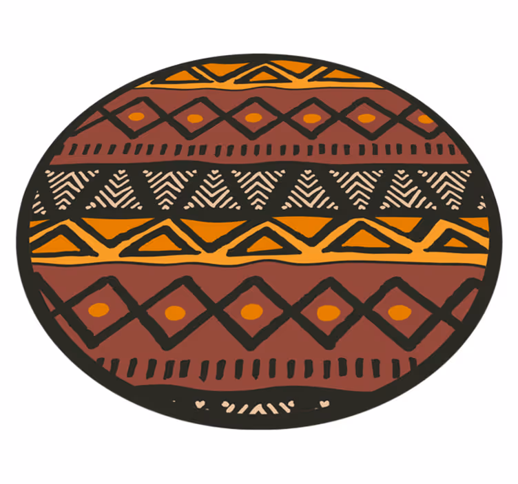 Pyöreä afrikkalainen kuvio vinyylimatto geometrinen - Tenstickers