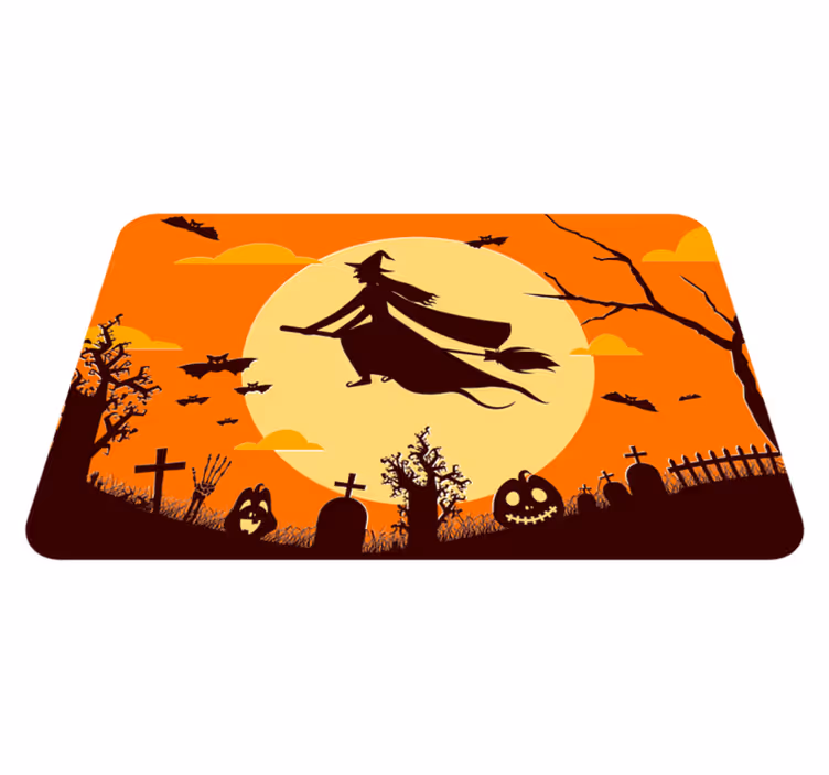 Lentävä noita halloween vinyylimatto - Tenstickers