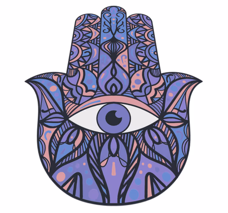 Hamsa-käsikuva vinyylimatto mandala - Tenstickers