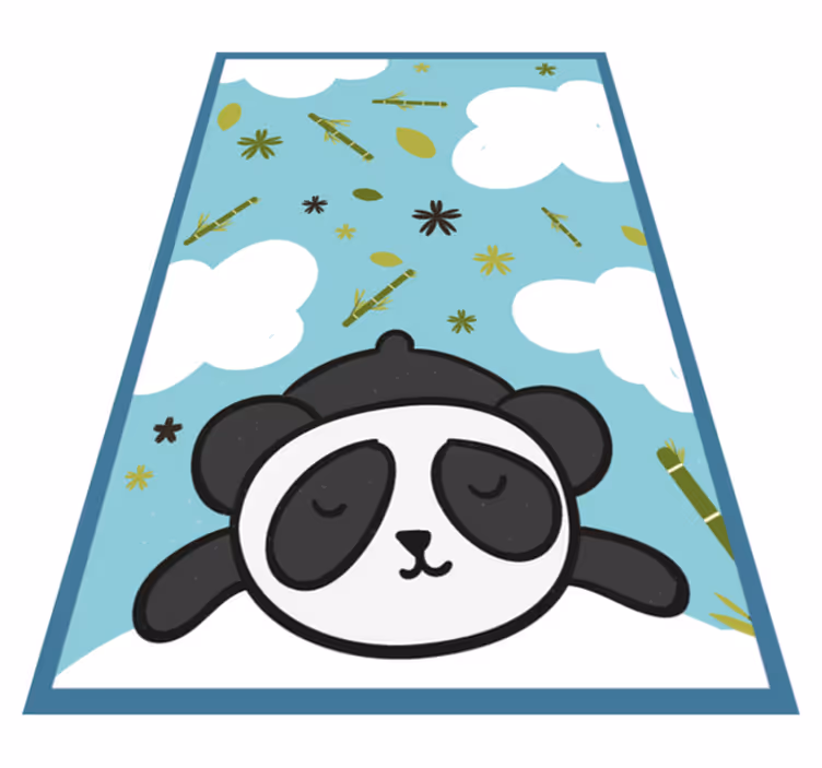 Suloinen panda ja lehdet eläin vinyylimatto - Tenstickers