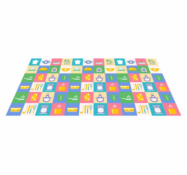 Värikkäät keittiökuvakkeet vinyylimatto keittiöön - Tenstickers