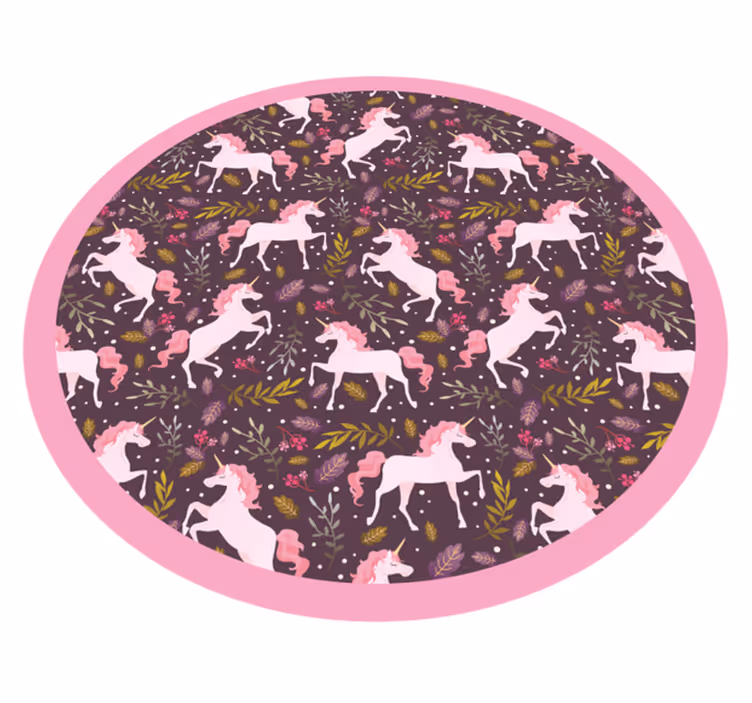 Yksisarvinen kuvio ympyrä eläin vinyylimatto - Tenstickers