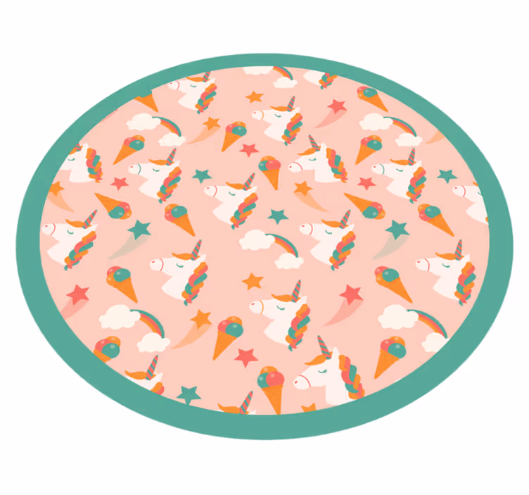 Yksisarvinen ja jäätelöt kuvio eläin vinyylimatto - Tenstickers