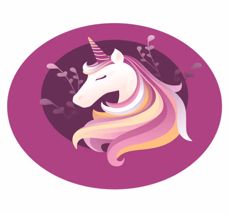 Yksisarvinen pyöreä kuvio lastenhuone vinyylimatto - Tenstickers