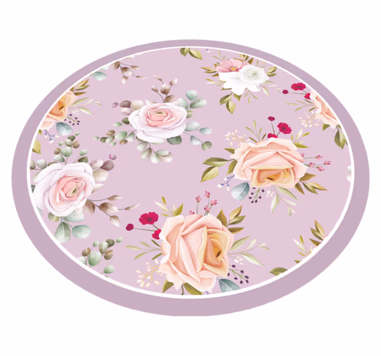 Kukkaympyrän eleganssia kukka vinyylimatto - Tenstickers