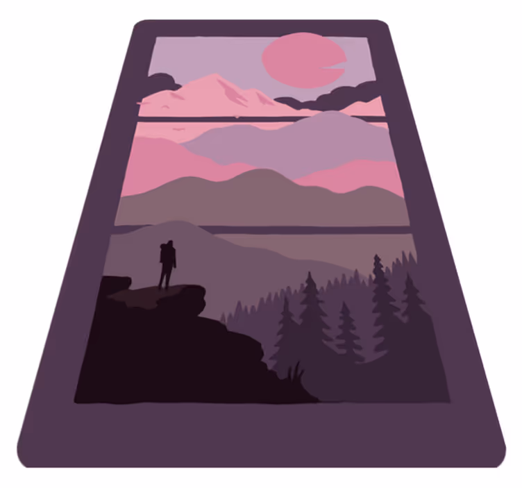 Auringonlasku vuoristossa Vinyylimatto makuuhuoneeseen - Tenstickers