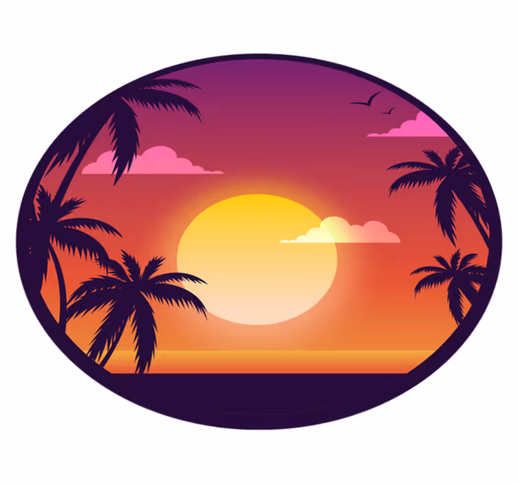 Trooppinen auringonlasku maisema luonto vinyylimatto - Tenstickers