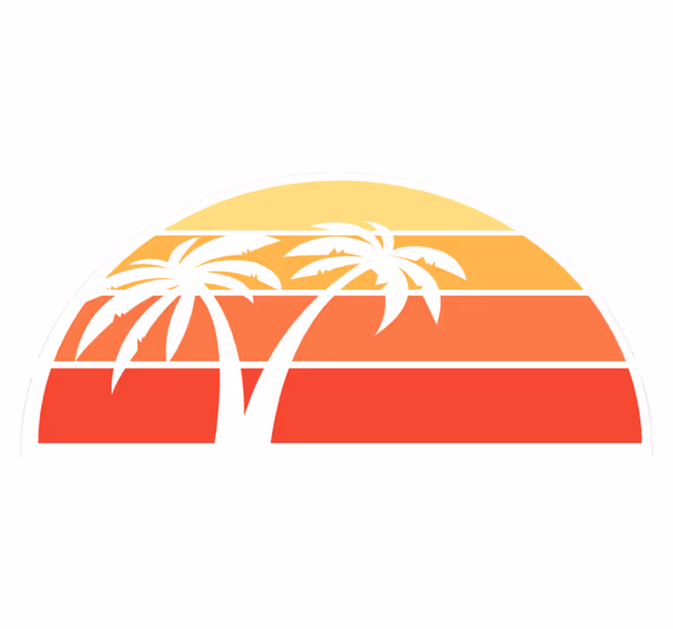 Auringonlaskun palmujen muotoilu luonto vinyylimatto - Tenstickers