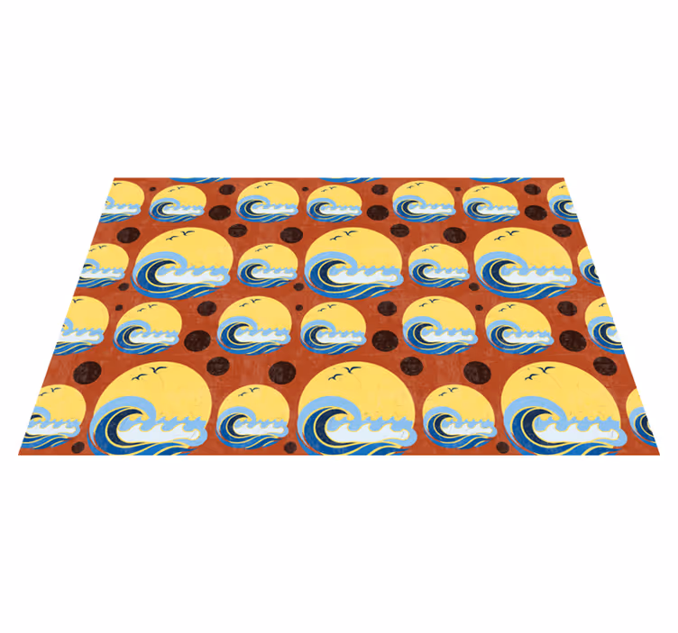 Aurinko, ranta ja aaltokuvio Luonto vinyylimatto - Tenstickers