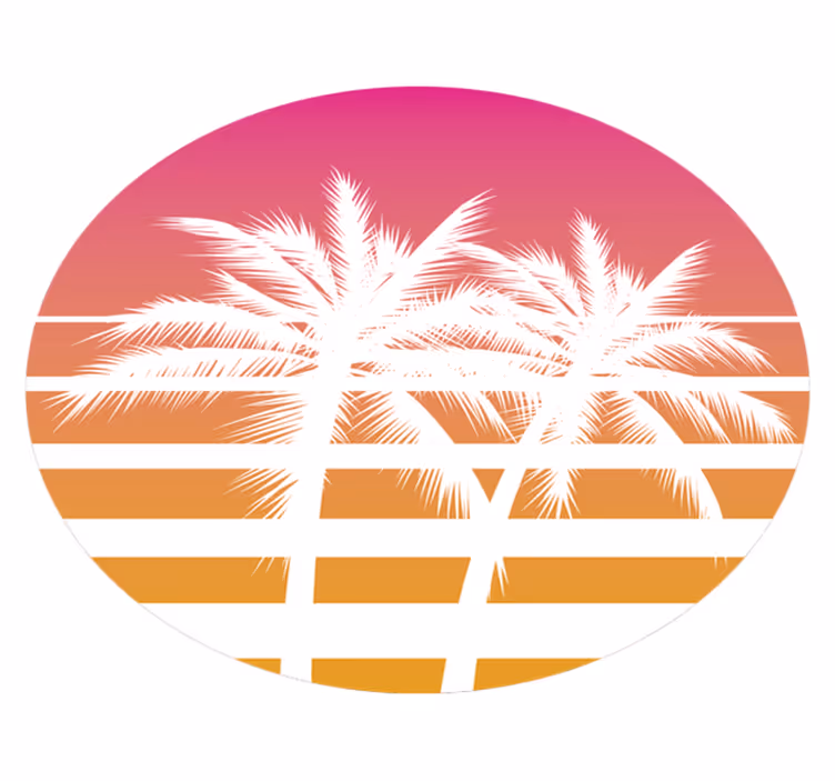 Trooppiset auringonlaskun palmut kukka vinyylimatto - Tenstickers