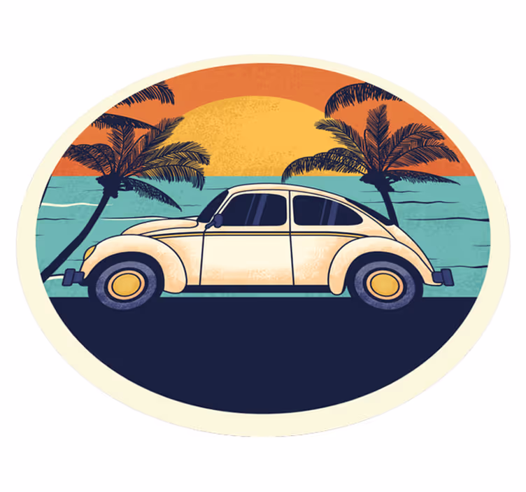 Retro auto maisema vinyylimatto retro - Tenstickers