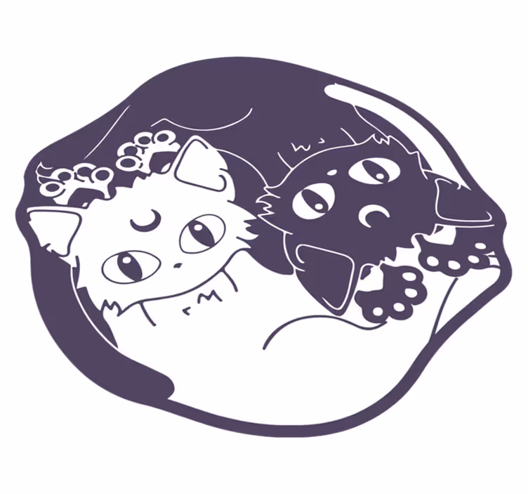 Anime kissa yin yang eläin vinyylimatto - Tenstickers