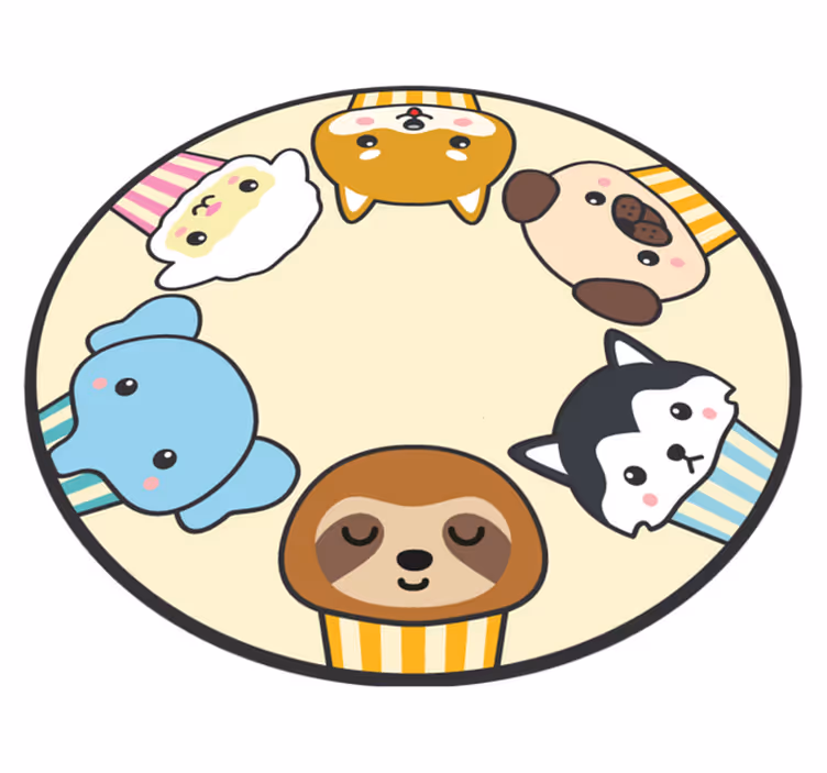 Anime eläimet ympyrä eläin vinyylimatto - Tenstickers