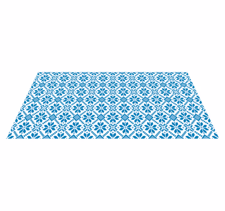 Sininen ja valkoinen kukka mosaiikki vinyylimatto mosaiikki - Tenstickers