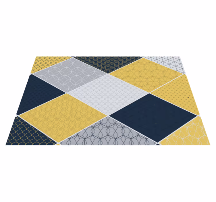 Keltaiset kuvioidut viivat vinyylimatto geometrinen - Tenstickers