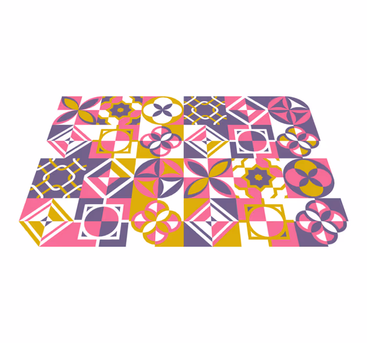Värikäs abstrakti geometria vinyylimatto geometrinen - Tenstickers