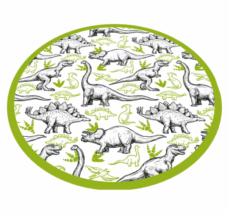Kaksi väriä doodle dinosaurus tulosta eläin vinyylimatto - Tenstickers