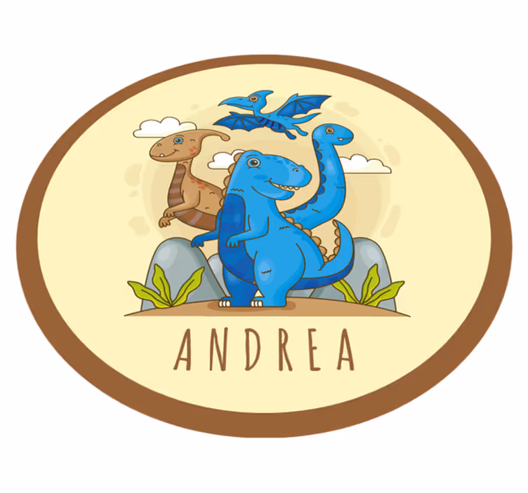 Dinosaurusympyrän kokoonpano nimi vinyylimatto - Tenstickers