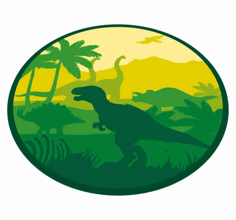 Dinosaurusseikkailukohtaus vauvan huoneen vinyylimatto - Tenstickers