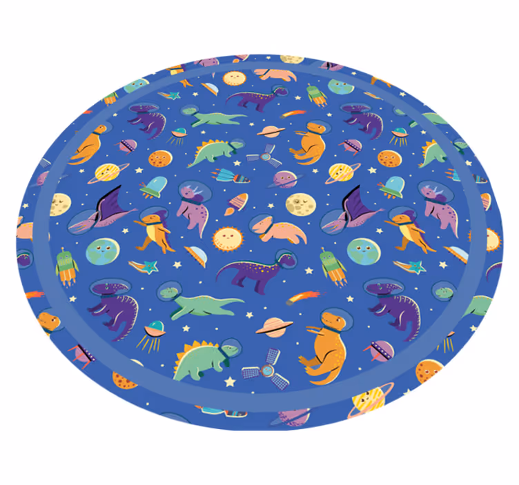 Avaruusdinosauruksen pyöreä lastenhuone vinyylimatto - Tenstickers