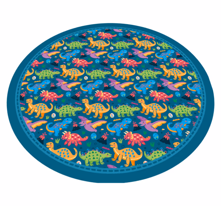 Pyöreä dinosauruskuvio lastenhuone vinyylimatto - Tenstickers
