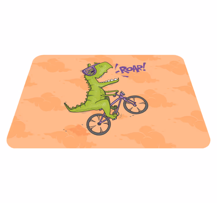 Dinosaurus polkupyörän eläinmatolla eläin vinyylimatto - Tenstickers
