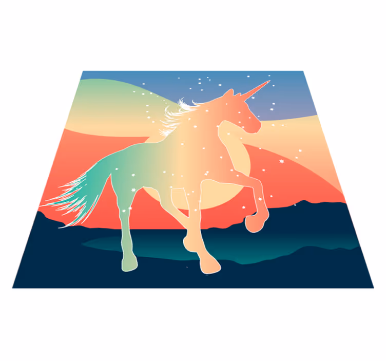 Auringonlasku yksisarvinen eläin vinyylimatto - Tenstickers