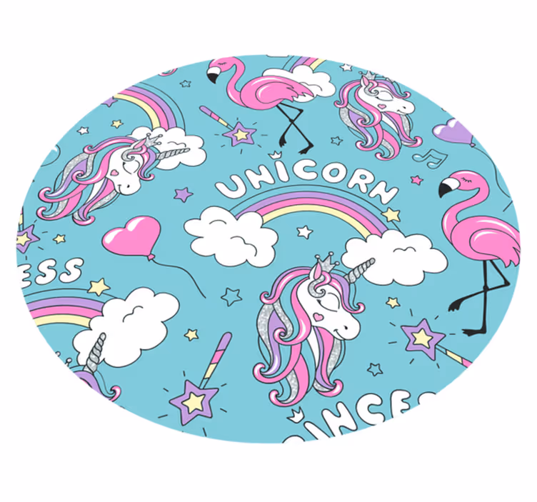 Yksisarvinen kuvio flamingo sateenkaari värikäs tre eläin vinyyli - Tenstickers