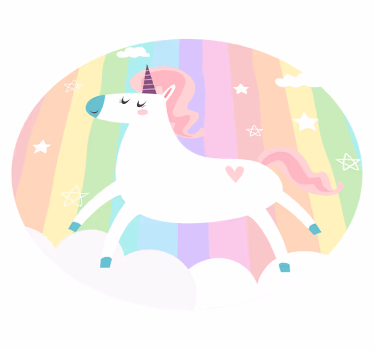 Yksisarvinen sateenkaari sisustus lastenhuone vinyylimatto - Tenstickers