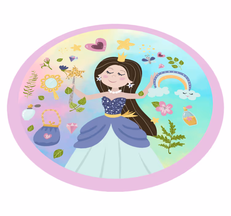 Prinsessa monivärinen tausta Lisää vinyylimattoja lapsille - Tenstickers
