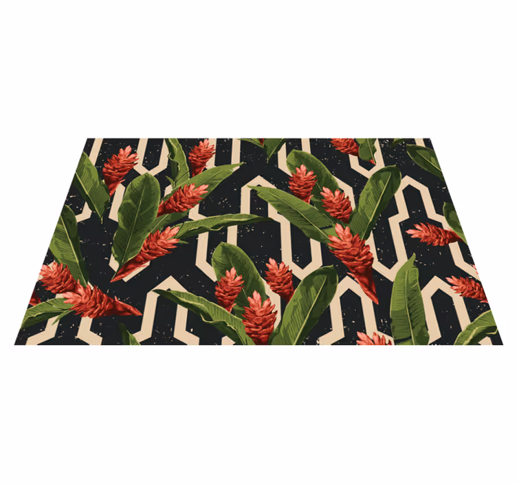 Kasvitieteellinen geometria kukka vinyylimatto - Tenstickers