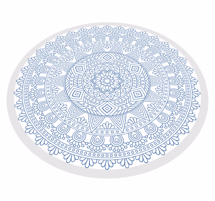 Monimutkainen sininen motiivi mandala vinyylimatto - Tenstickers