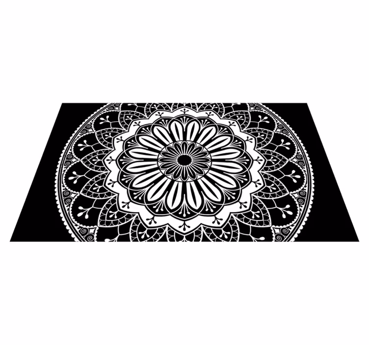 Mustavalkoinen vinyylimatto mandala - Tenstickers
