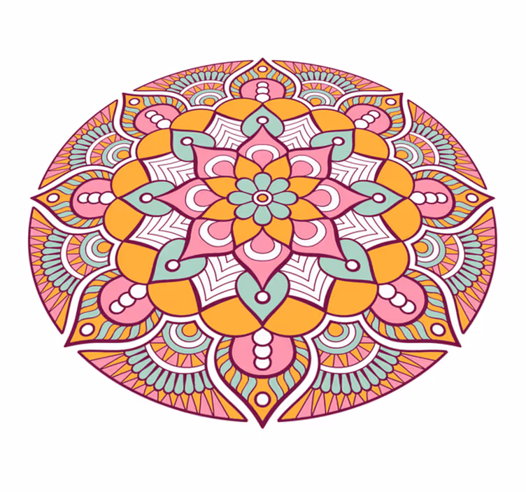 Vaaleanpunainen sulka vinyylimatto mandala - Tenstickers