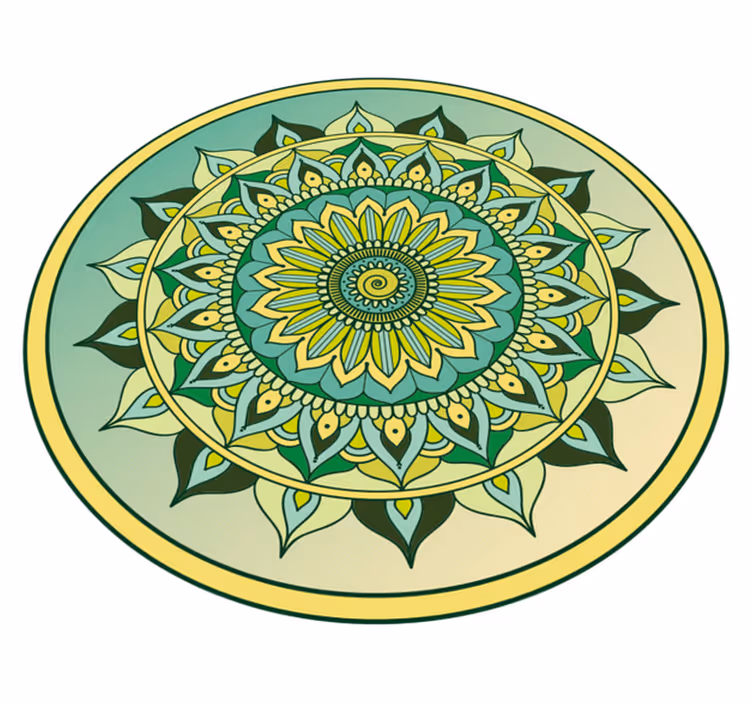 Mandala vihreä ombre vinyylimatto mandala - Tenstickers