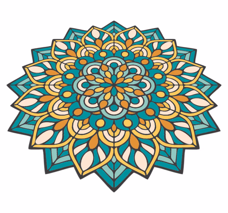 Mandala vihreä ja oranssi vinyylimatto mandala - Tenstickers