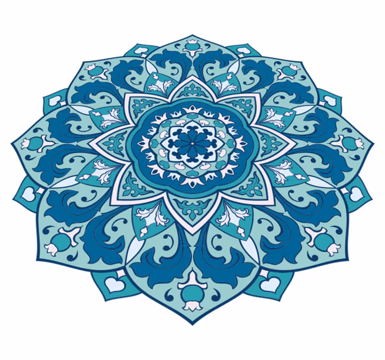 Sininen elegantti kuvio mandala vinyylimatto - Tenstickers