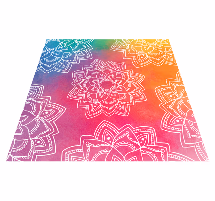 Mandala sateenkaaren värinen tausta vinyylimatto mandala - Tenstickers