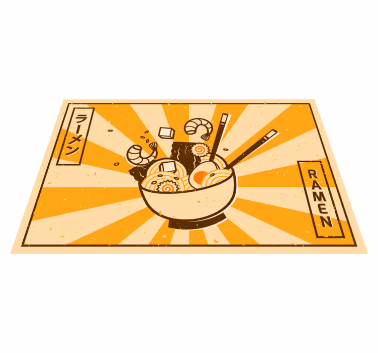 Söpö japanilainen sarjakuva ruoka vinyylimatto keittiöön - Tenstickers