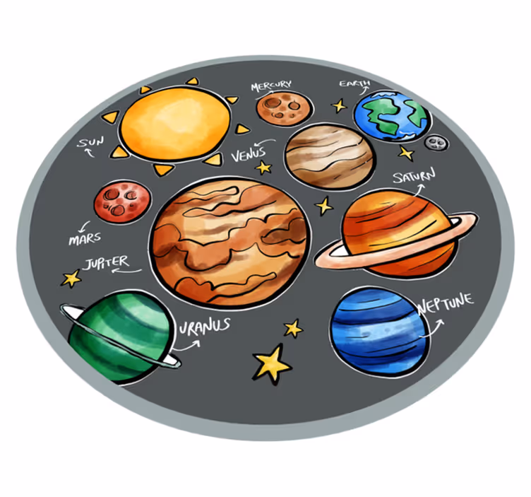 Planeetat ja nimet Lisää vinyylimattoja lapsille - Tenstickers