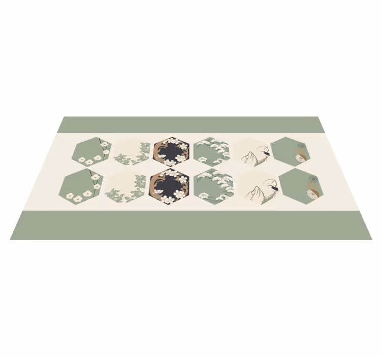 Kukkaiset kuusikulmiot kukka vinyylimatto - Tenstickers
