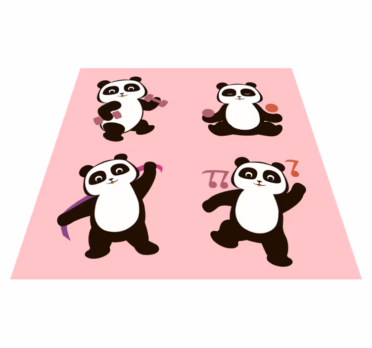 Panda tanssimotiivi lastenhuone vinyylimatto - Tenstickers