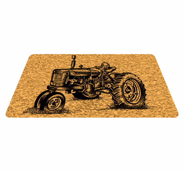 Vintage traktorin kuva vinyylimatto retro - Tenstickers