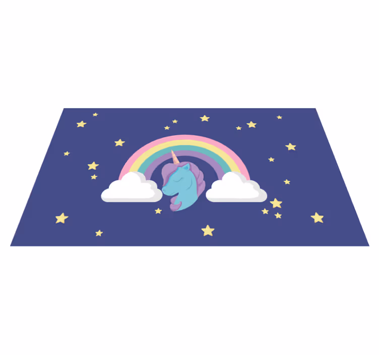 Yksisarvinen sateenkaarigrafiikka lastenhuone vinyylimatto - Tenstickers